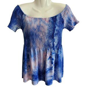 BLUE TIE DYE BABYDOLL TOP SIZE XL
